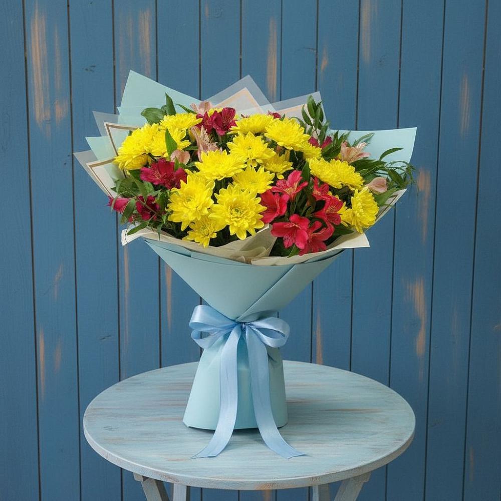 Букет цветов из: Альстромерии и Хризантемы в Афанасово