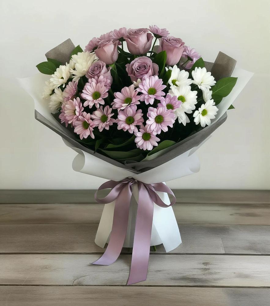 Букет цветов из: Хризантемы и Розы в Афанасово