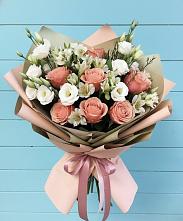 Букет цветов из:  Розы, Альстромерии и Лизиантусы в Афанасово