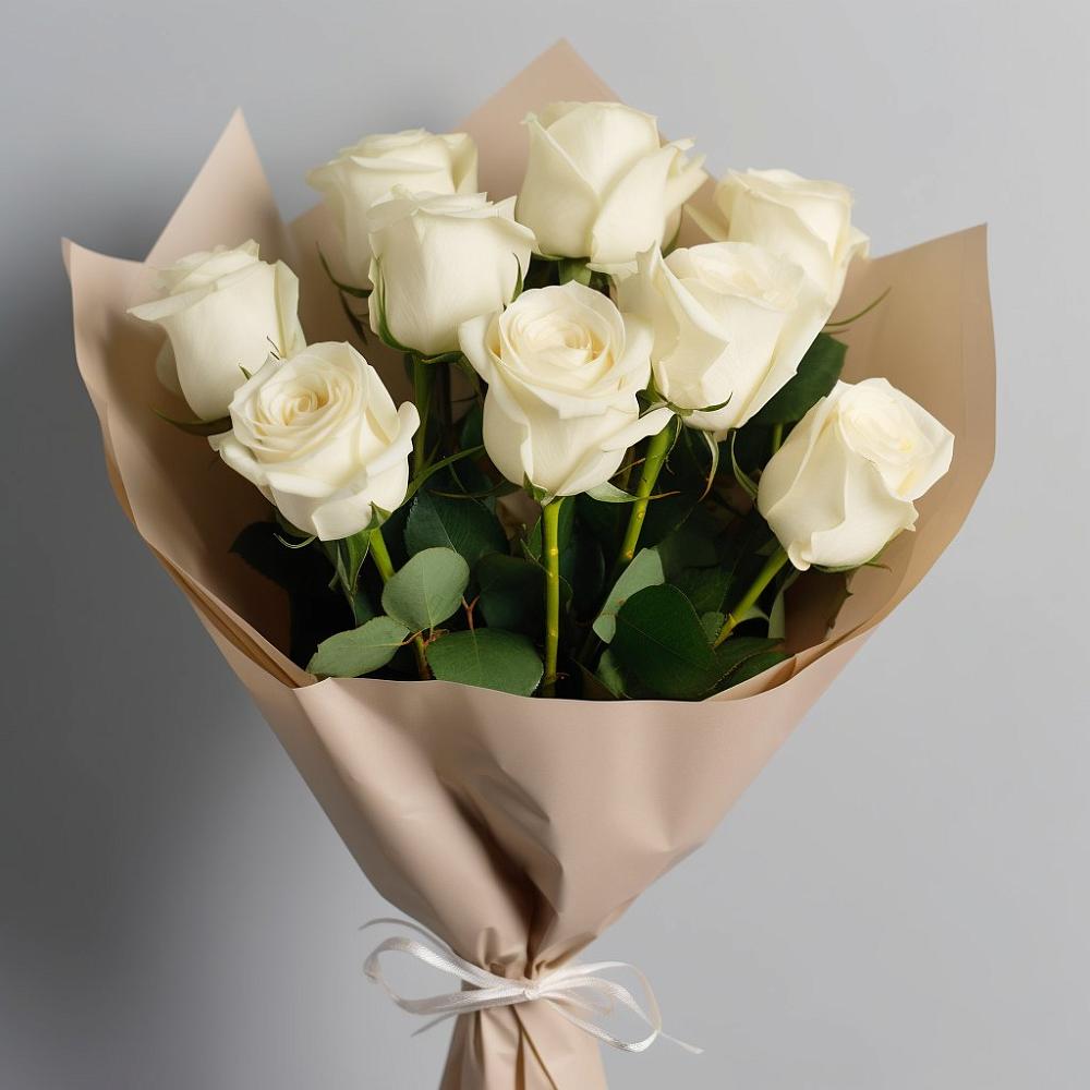 Букет 9 Белых роз Эдлесс Лав в Афанасово