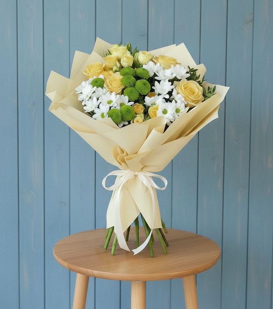 Букет цветов из: Хризантемы и Розы в Афанасово