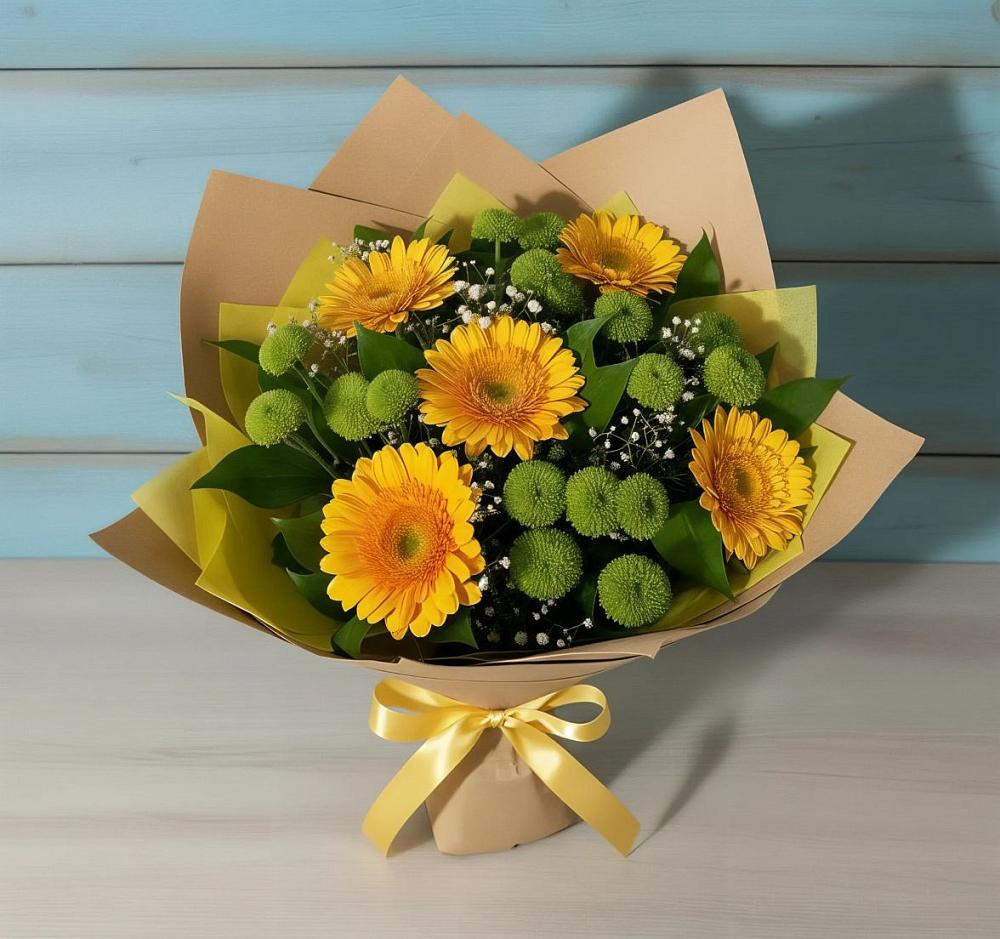 Букет цветов из: Герберы и Хризантемы в Афанасово