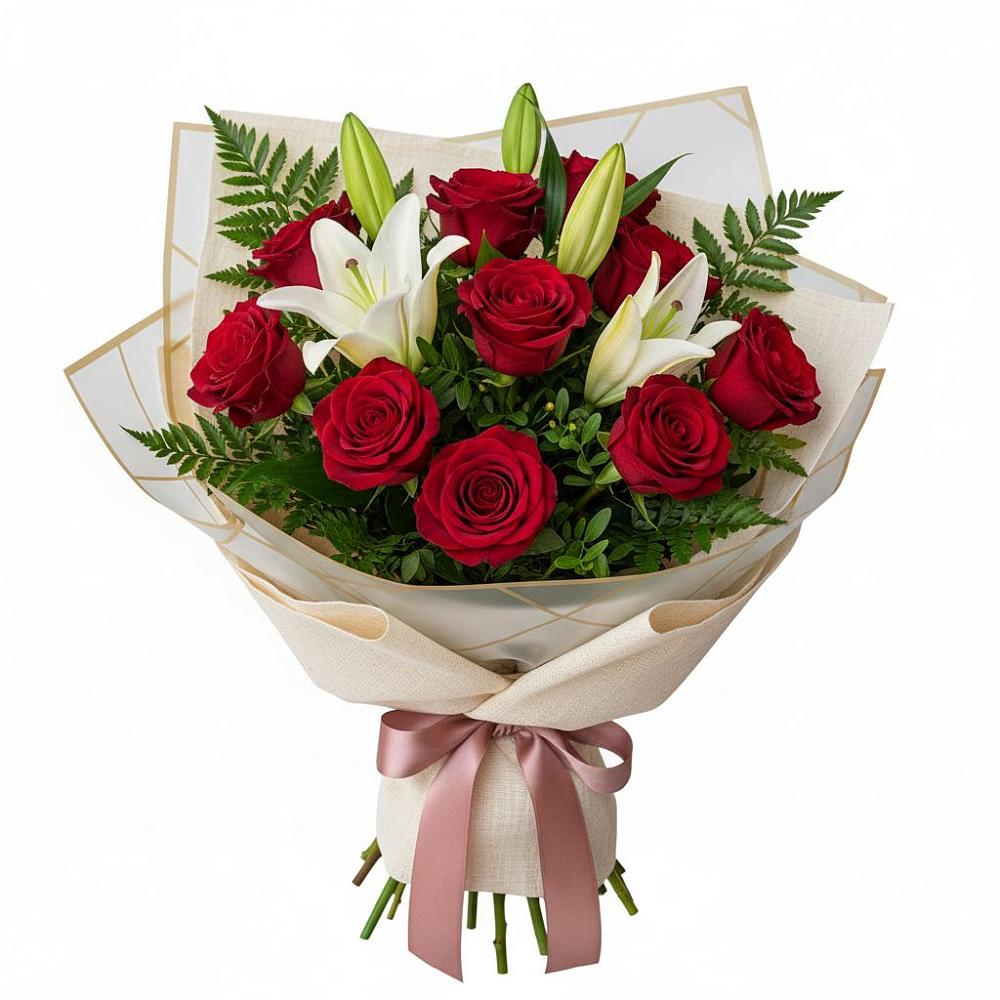 Букет цветов из: Лилии и Розы в Афанасово