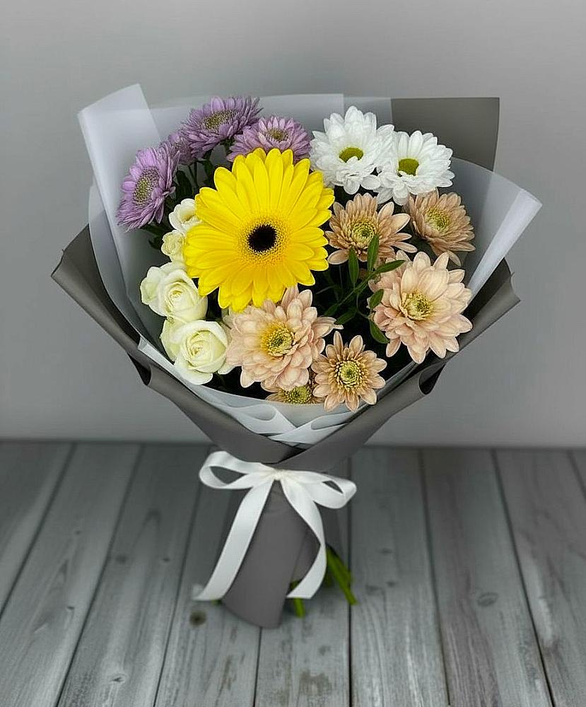 Букет цветов из: Розы, Герберы и Хризантемы в Афанасово