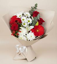 Букет цветов из:  Розы, Хризантемы, Герберы и Лилии в Афанасово