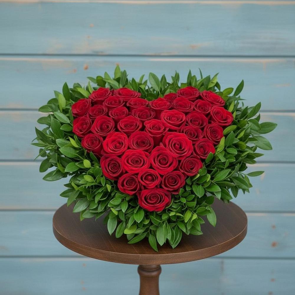 Цветочная композиция из Розы в виде сердца в Афанасово