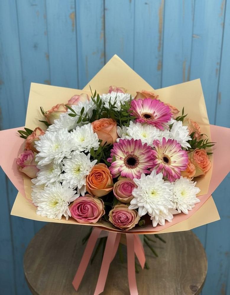 Букет цветов из: Розы, Герберы и Хризантемы в Афанасово