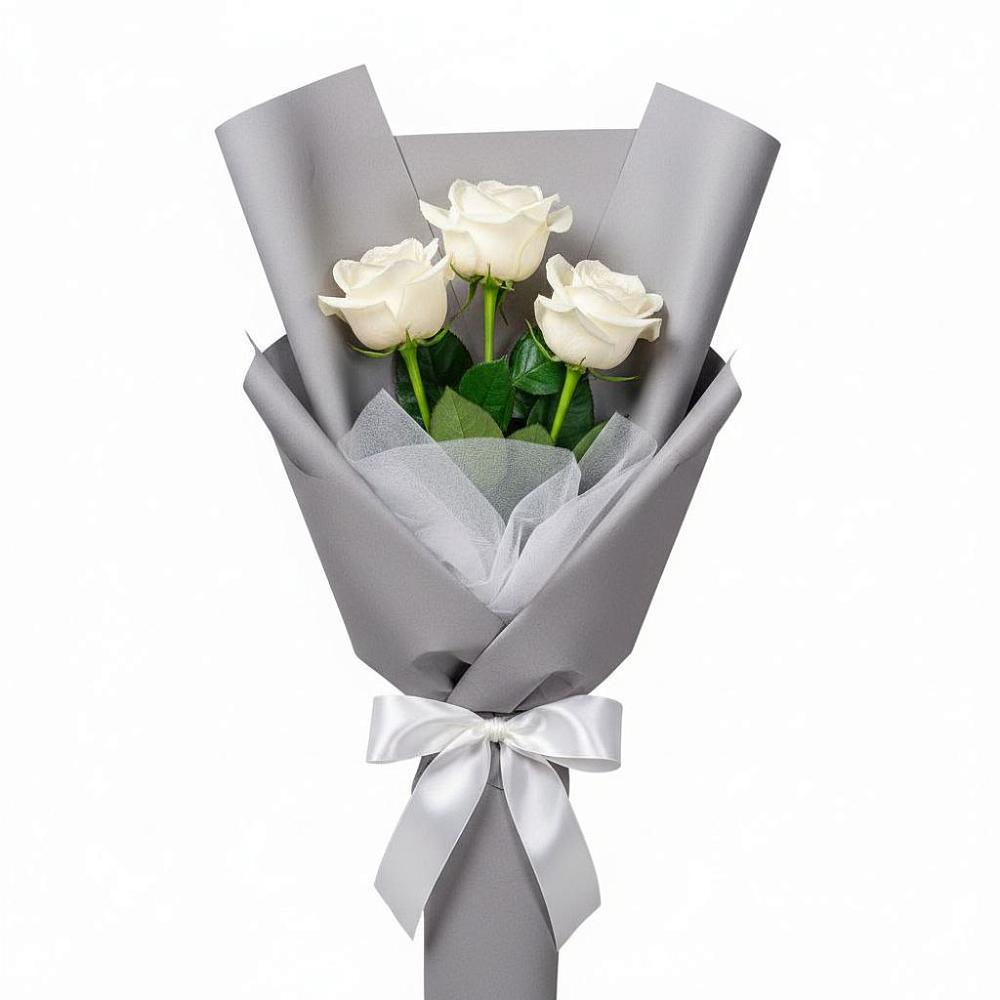 Букет 3 белые розы в Афанасово