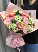 Букет нежные объятья в Афанасово Букет цветов из: Гвоздики, Розы и Хризантемы в Афанасово