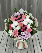 Букет цветов из:  Альстромерии, Гвоздики, Розы и Хризантемы в Афанасово