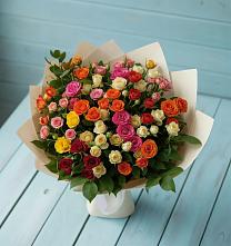 Букет Микс из разноцветных кустовых роз в Афанасово