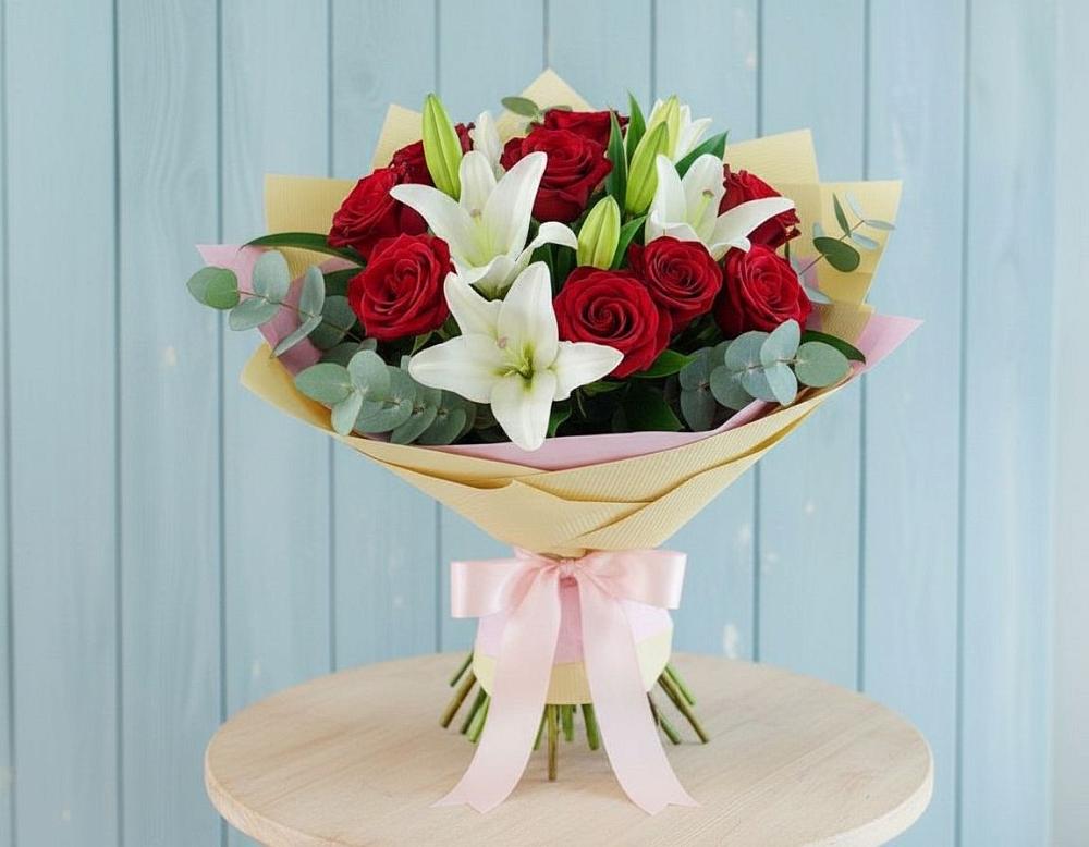 Букет цветов из: Лилии и Розы в Афанасово